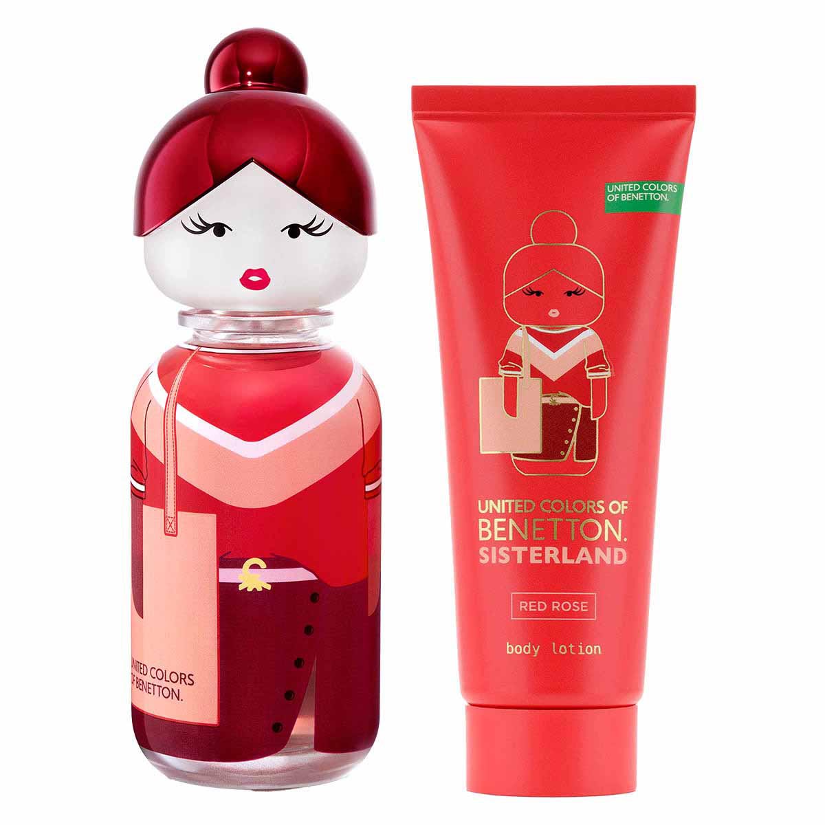 SET SISTERLAND RED ROSE EDT 80ML+CREMA CORPORAL 75ML BENETTON PERFUME PARA DAMA