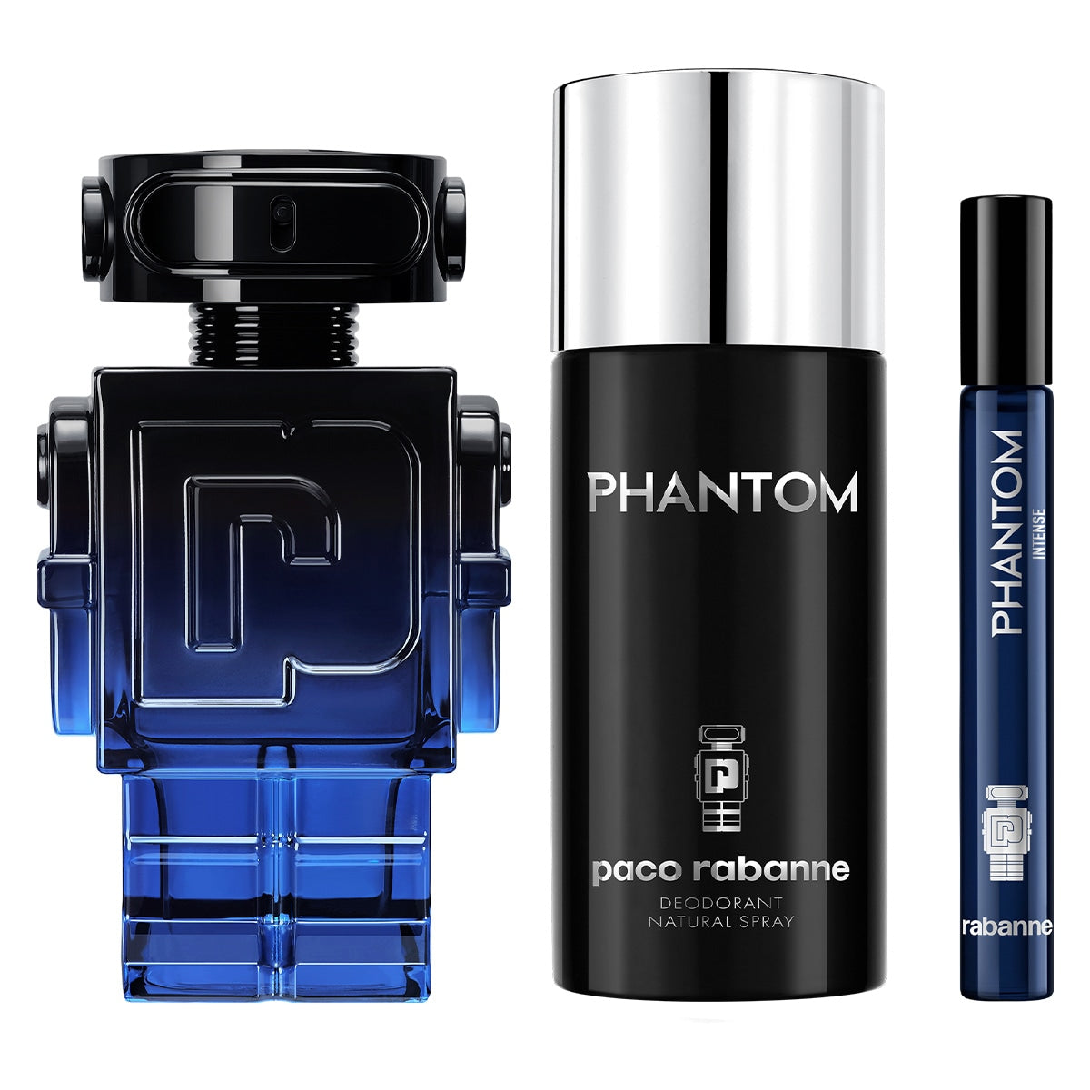 SET PHANTOM INTENSE PARFUM 100ML+DESODORANTE 150ML+PERFUMERO 10ML PACO RABANNE PARA CABALLERO