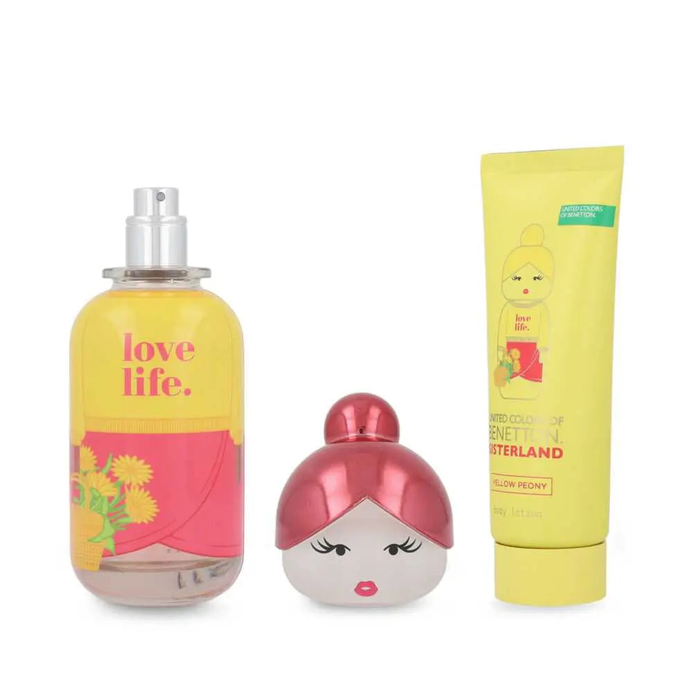 SET SISTERLAND YELLOW PEONY EDT 80ML+CREMA CORPORAL 75ML BENETTON PERFUME PARA DAMA