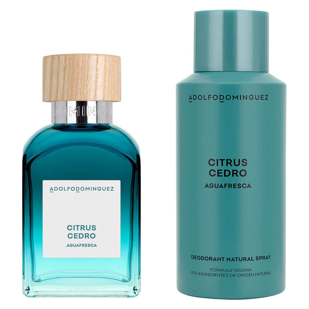 SET AGUA FRESCA CITRUS CEDRO EDT 120ML+DESODORANTE 150ML ADOLFO DOMINGUEZ PERFUME PARA CABALLERO