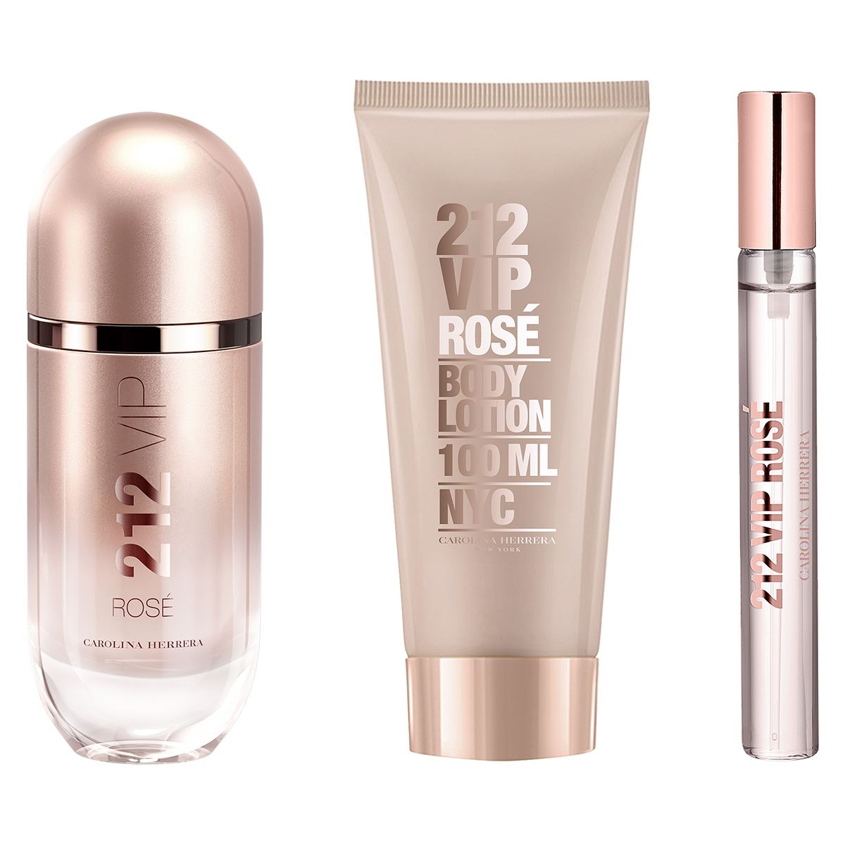 SET 212 VIP ROSÉ EDP 80ML+CREMA CORPORAL 100ML+PERFUMERO 10ML CAROLINA HERRERA PERFUME PARA DAMA