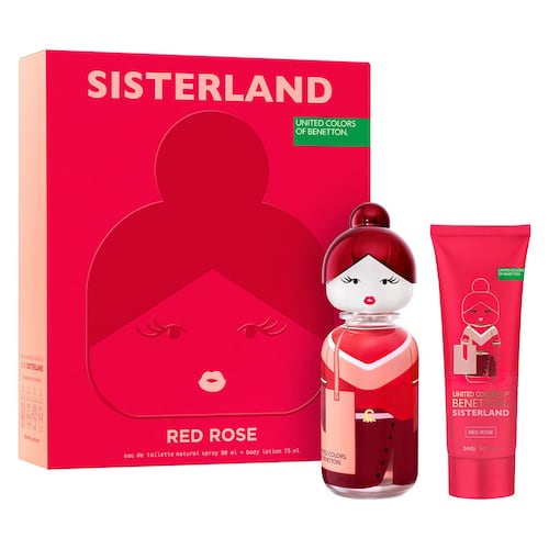 SET SISTERLAND RED ROSE EDT 80ML + CREMA CORPORAL BENETTON PERFUME PARA DAMA