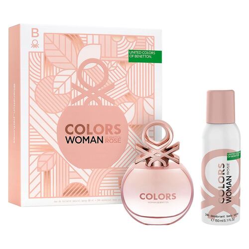 SET COLOR ROSE EDT 80ML + DESODORANTE BENETTON PERFUME PARA DAMA