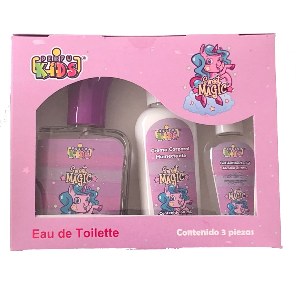 SET NIÑA SWEET MAGIC EDT 50ML + CREMA CORPORAL 60ML + GEL ANTIBACTERIAL 30ML PERFUKIDS