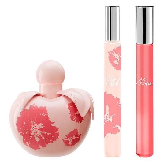 SET NINA RICCI FLEUR EDT 80ML + PERFUMERO 10ML + PERFUMERO NINA 10ML NINA RICCI PERFUME PARA DAMA
