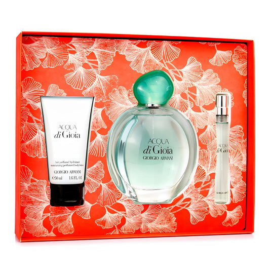 SET ACQUA DI GIOIA EDP 100ML + CREMA CORPORAL 50ML + PERFUMERO 10ML ARMANI PERFUME PARA DAMA