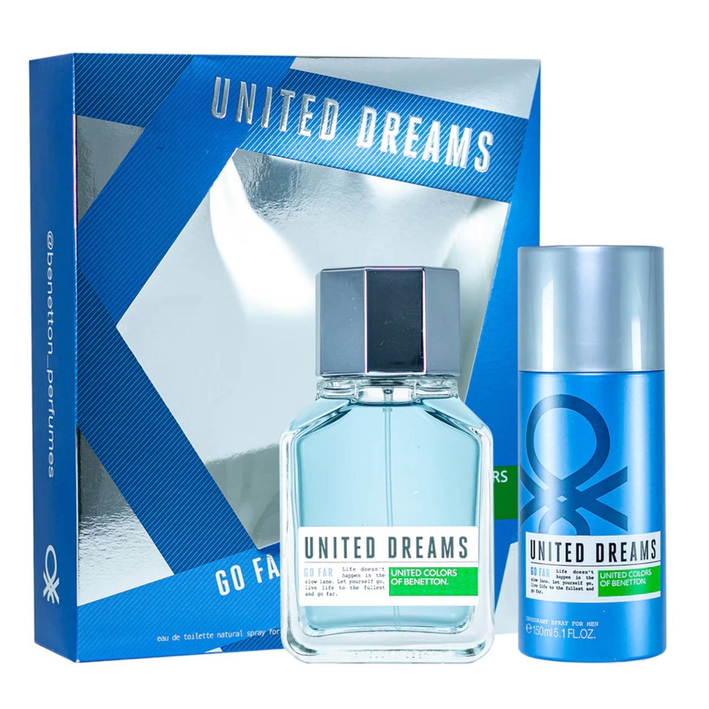 SET GO FAR EDT 100ML + DESODORANTE 150ML BENETTON PERFUME PARA CABALLERO