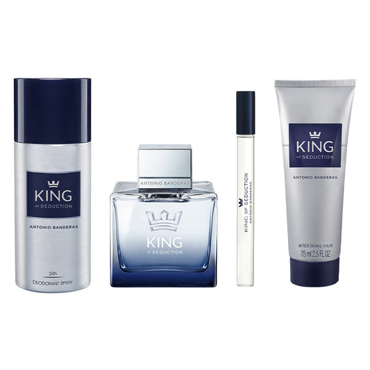 SET KING OF SEDUCTION EDT 100ML + DESODORANTE + AFTER SHAVE + PERFUMERO PERFUME PARA CABALLERO