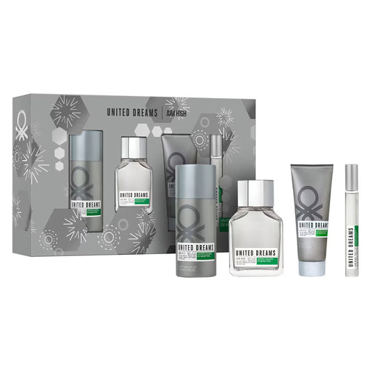 SET AIM HIGH EDT 100ML + DESODORANTE 150ML + AFTER SHAVE 75ML + PERFUMERO 10ML BENETTON PERFUME PARA CABALLERO