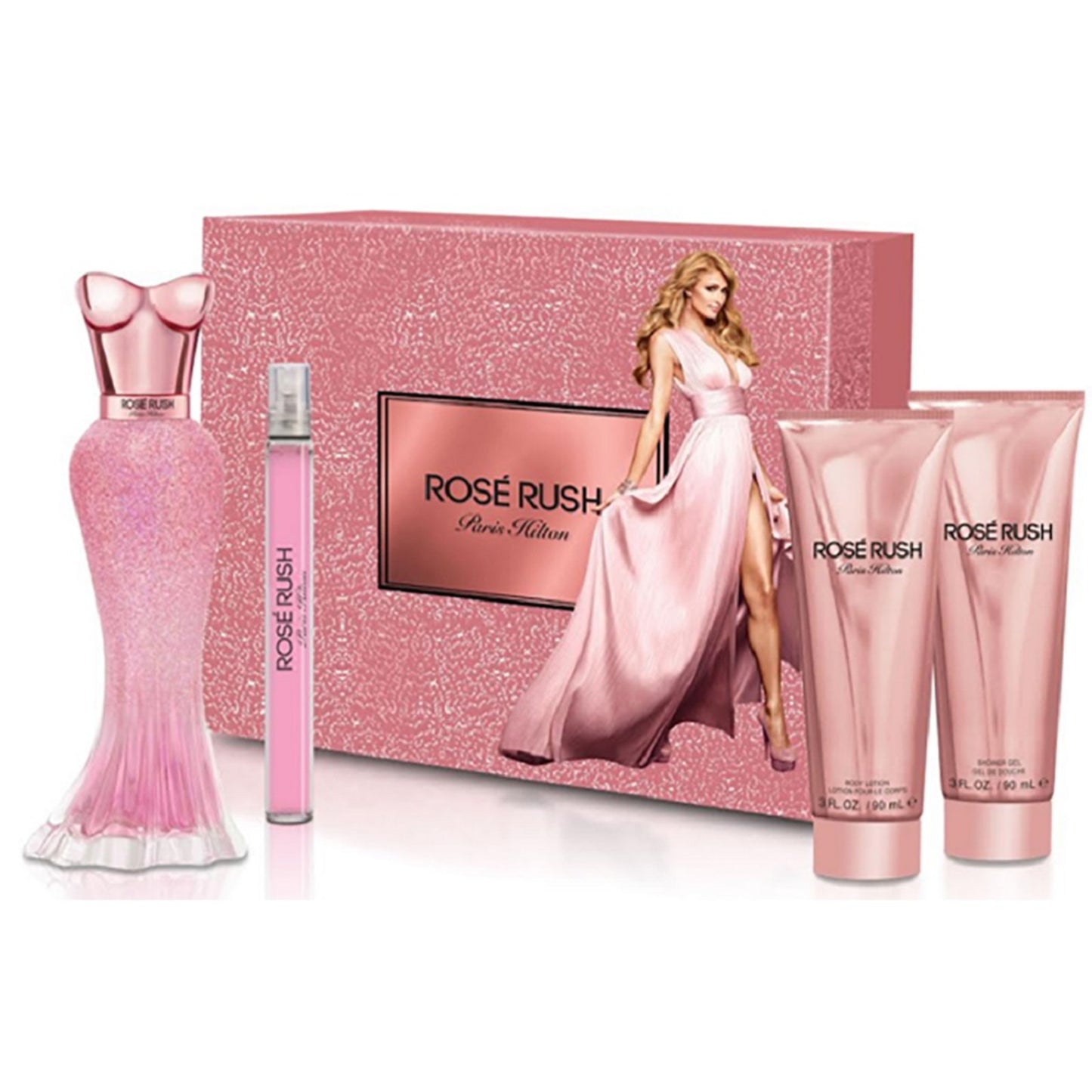 SET ROSE RUSH EDP 100ML + CREMA + SHOWEGEL + PERFUMERO PARIS HILTON PERFUME PARA DAMA