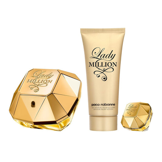 SET LADY MILLION EMPIRE EDP 80ML + BODY LOTION 100ML + PERFUMERO 10ML PACO RABANNE PERFUME PARA DAMA