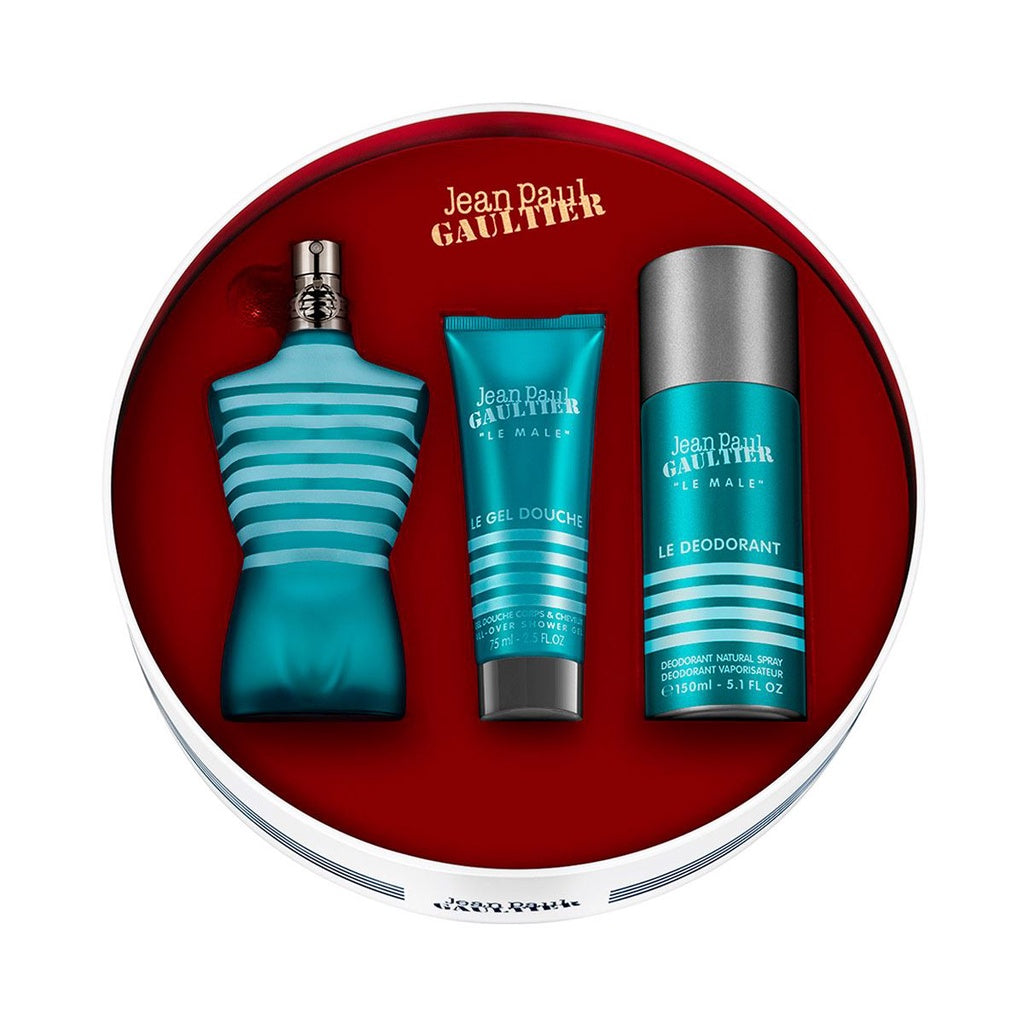 SET LE MALE EDT125 + SHOWER GEL 75 + DEODORANT JEAN PAUL GAULTIER PERFUME PARA CABALLERO