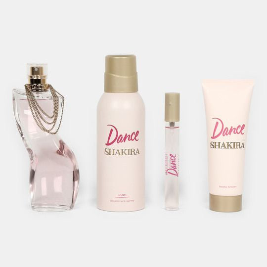 SET DANCE EDT 80ML + DEODORANT 150ML + BODY LOTION 75ML + PERFUMERO SHAKIRA PERFUME PARA DAMA