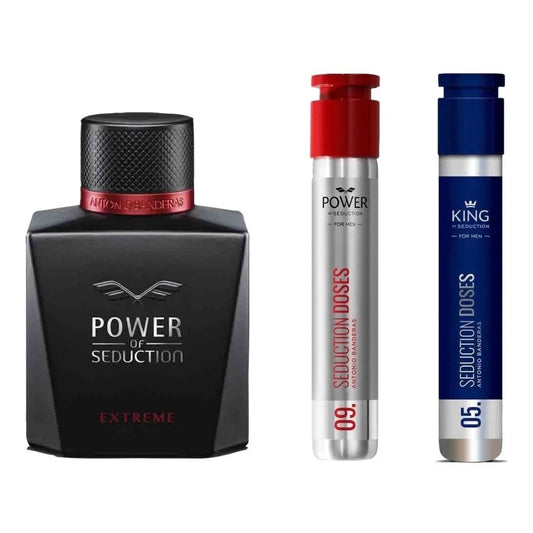 SET POWER OF SEDUCTION EXTREME EDT 100ML + POWER OF SEDUCTION 30ML +  KING OF SEDUCTION 30ML ANTONIO BANDERAS