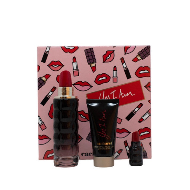 SET YES I AM 75ML EDP + CREMA 50ML+ PERFUMERO 5ML CACHAREL PERFUME PARA DAMA