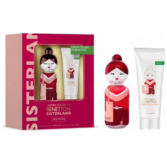 SET SISTERLAND RED ROSE EDT 80ML + BODY LOTION 75 ML BENETTON PERFUME PARA DAMA