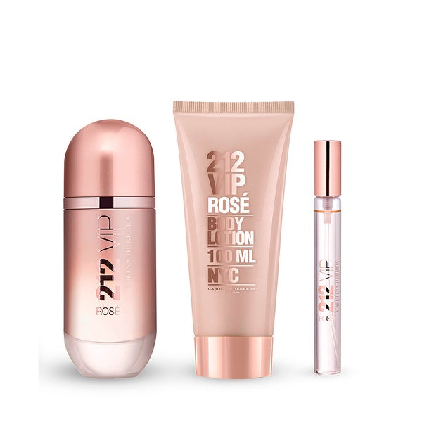 SET 212 VIP ROSÉ EDP 80 ML + BODY LOTION 100ML + PERFUMERO CAROLINA HERRERA PERFUME PARA DAMA