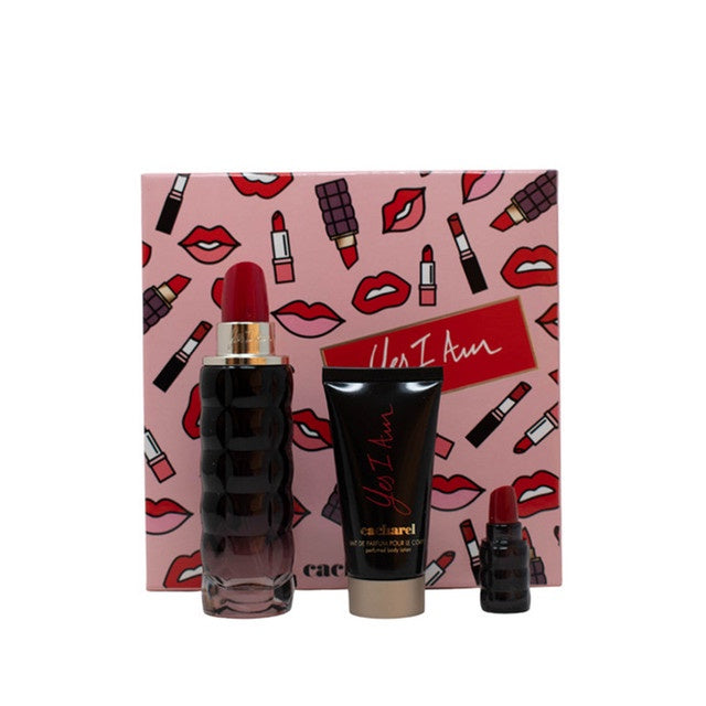 SET YES I AM 75ML EDP + BODY LOTION 50ML + PERFUMERO 5ML CACHAREL PERFUME PARA DAMA