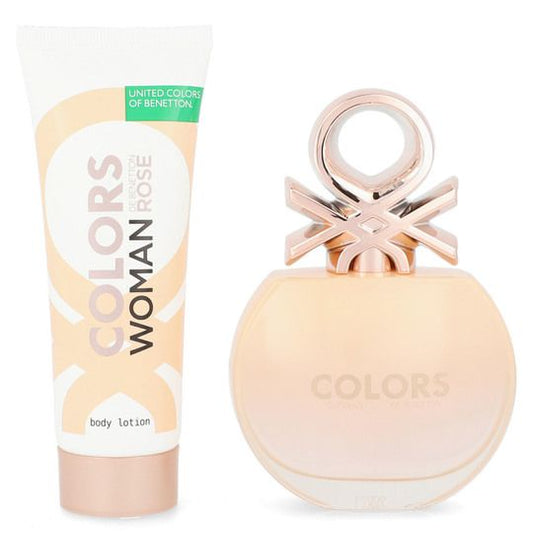 SET COLORS ROSE EDT 80ML + BODY LOTION 75ML BENETTON PERFUME PARA DAMA