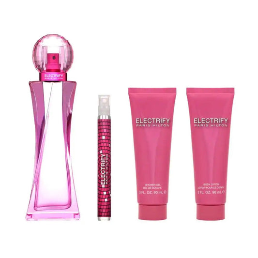 SET ELECTRIFY EDP 100ML + BODY LOTION 90ML + SHOWER GEL 90ML + PERFUMERO PARIS HILTON PERFUME PARA DAMA