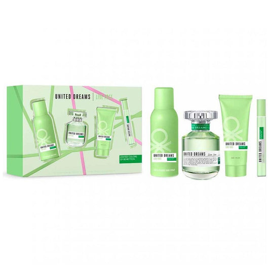 SET LIVE FREE EDT 80ML + DEODORANT 150 ML+ BODY LOTION 75ML+ PERFUMERO BENETTON PERFUME PARA DAMA