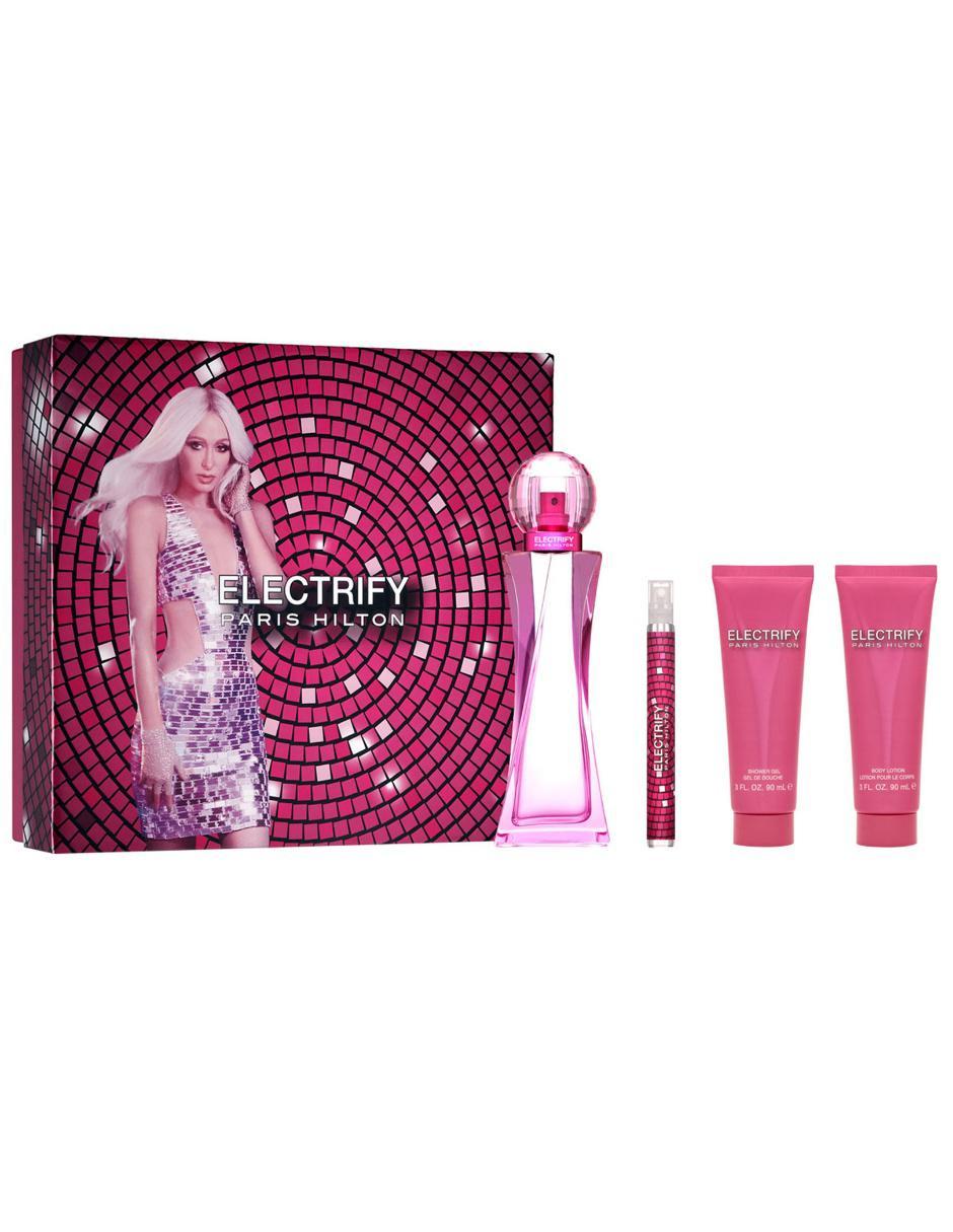 SET ELECTRIFY EDP 100ML + BODY LOTION 90ML+ SHOWER GEL 90ML+ PERFUMERO PARIS HILTON PERFUME PARA DAMA