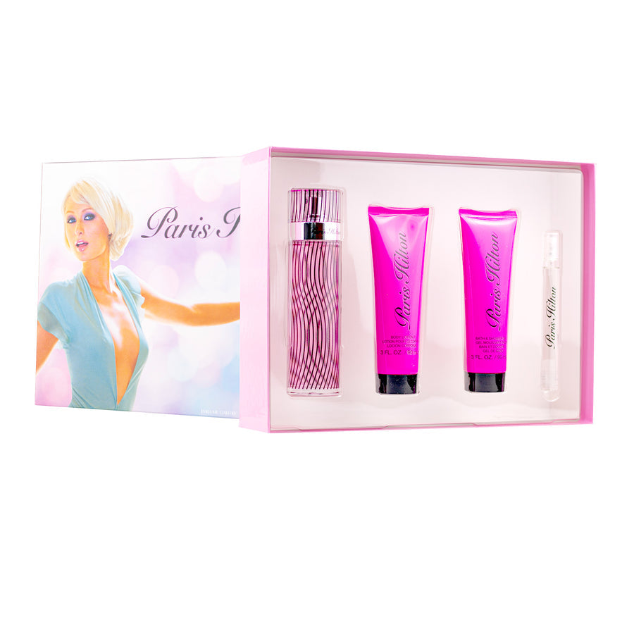 SET PARIS HILTON WOMAN EDP 100ML + BODY LOTION 90ML + SHOWERGEL 90ML + PARIS HILTON PERFUME PARA DAMA