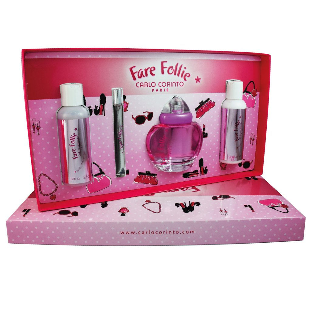 SET FARE FOLLIE EDT 100ML + BODY LOTION 120ML + SHOWER GEL 120ML BODY OIL 10ML CARLO CORINTO PERFUME PARA DAMA