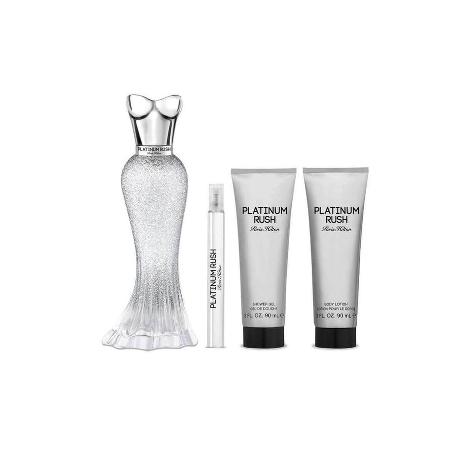 SET PLATINUM RUSH EDP 100ML + BODY LOTION + SHOWER GEL + PERFUMERO 10ML PARIS HILTON PERFUME PARA DAMA