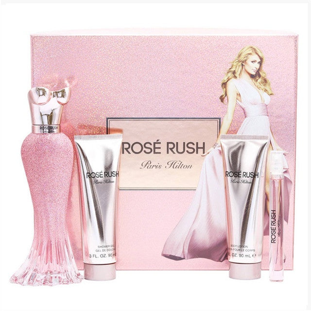 SET ROSE RUSH EDP 100ML + BODY LOTION + SHOWER GEL + PERFUMERO 10ML PARIS HILTON PERFUME PARA DAMA