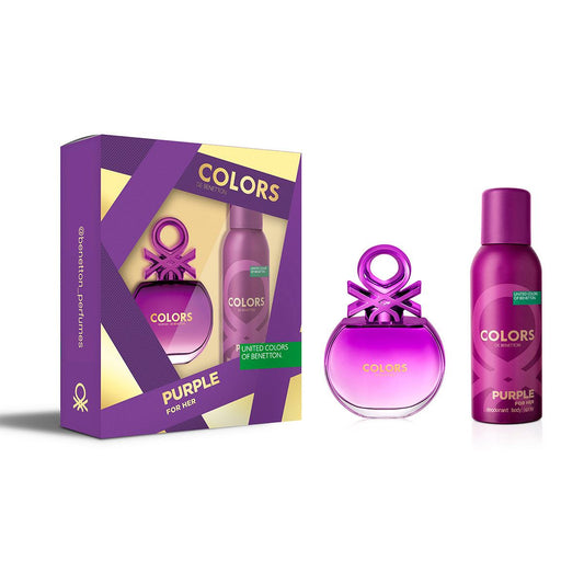 SET COLORS PURPLE FOR HER  EDT 80ML + DESODORANTE 150ML BENETTON  PERFUME PARA DAMA