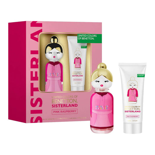 SET SISTERLAND PINK RASPBERRY EDT 80ML + BODYLOTION 75ML BENETTON PERFUME PARA DAMA