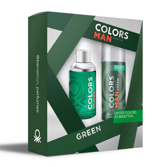 SET COLORS MAN GREEN EDT 100ML + DEODORANT 150ML BENETTON PERFUME PARA CABALLERO