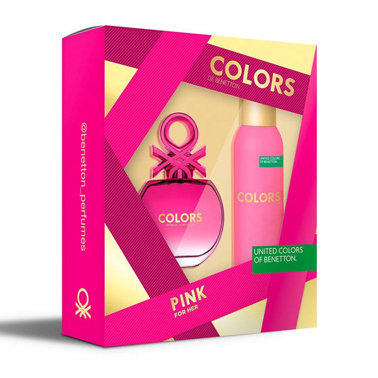 SET COLORS PINK EDT 80ML + BODY LOTION 75ML BENETTON PERFUME PARA DAMA