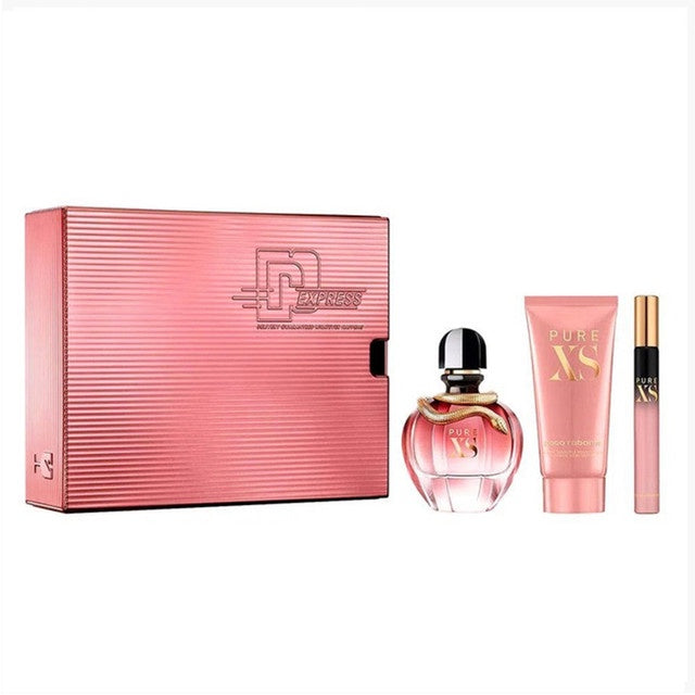 SET PURE XS FOR HER EDP 80ML + BODY LOTION 100ML + PERFUMERO 10ML PACO RABANNE PERFUME PARA DAMA