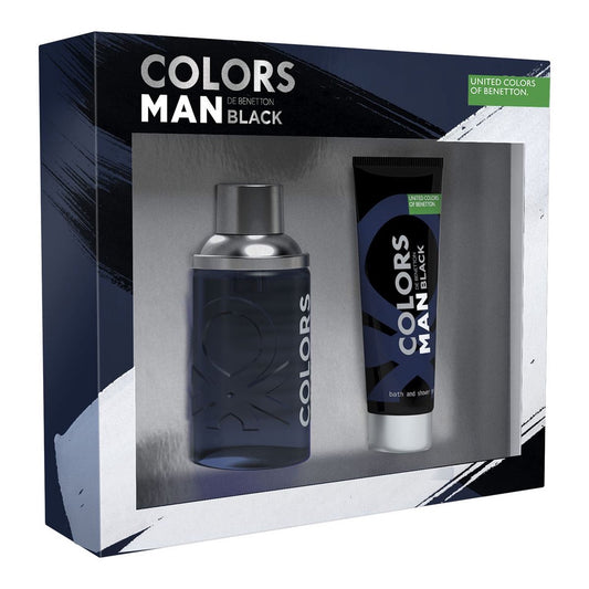 SET COLORS BLACK MAN EDT 100ML + SHOWER GEL 75ML BENETTON PERFUME PARA CABALLERO