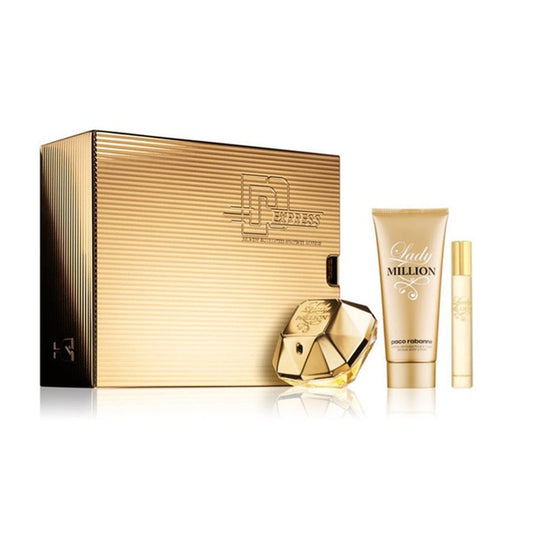 SET LADY MILLION EDP 80ML  + BODY LOTION 100ML + PERFUMERO 10ML PACO RABANNE PERFUME PARA DAMA