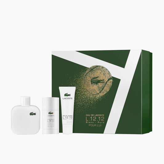 SET L.12.12 BLANC PURE EDT 100ML + GEL DE DUCHA 50ML + DESODORANTE 75ML LACOSTE PERFUME PARA CABALLERO