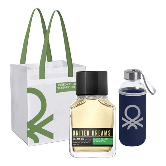 SET DREAM BIG EDT 200ML + TERMO + BOLSA REUSABLE BENETTON PERFUME PARA CABALLERO